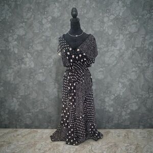 Enfocus Studio Black and White Polka Dot Maxi Dress